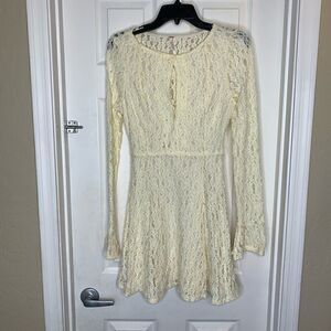 Free People Lace Long Sleeve Cream Colored Dress